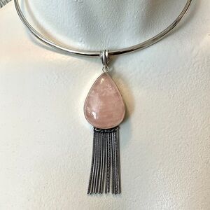 Boho-Chic Silver Plated Rose Quartz Teardrop Fridge Pendant